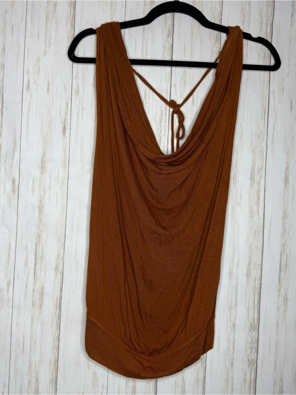 Free People Brown Cowl Draped Top